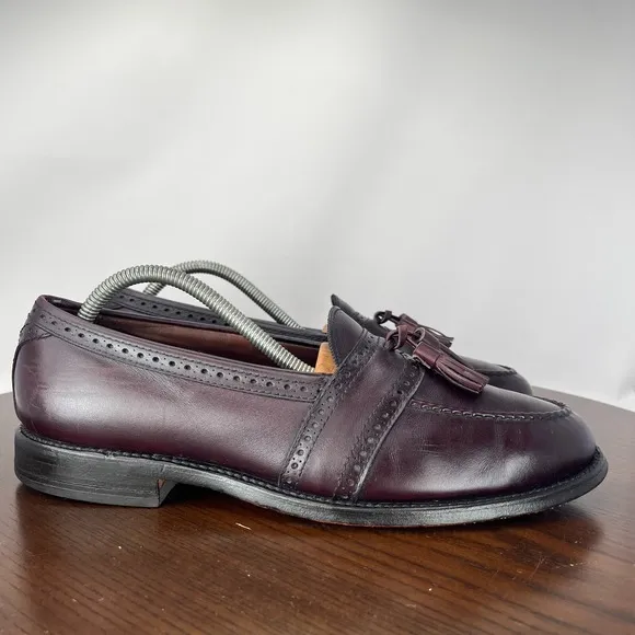 Allen Edmonds Harvard Loafer Shoes Men 9.5D Burgundy Leather Tassel Moc Toe 1289