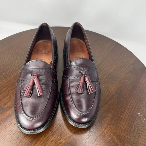 Allen Edmonds Harvard Loafer Shoes Men 9.5D Burgundy Leather Tassel Moc Toe 1289
