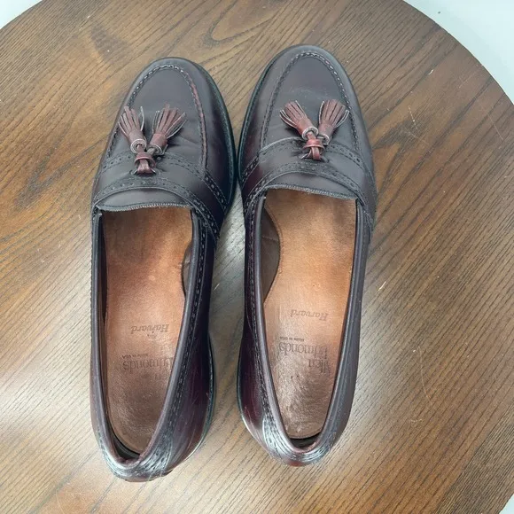 Allen Edmonds Harvard Loafer Shoes Men 9.5D Burgundy Leather Tassel Moc Toe 1289