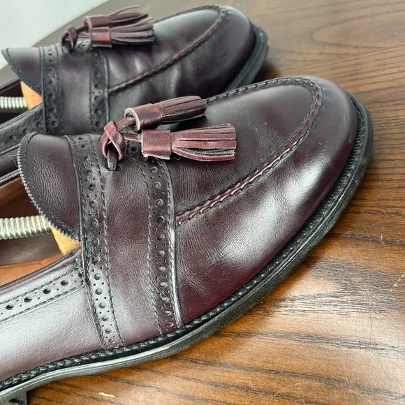 Allen Edmonds Harvard Loafer Shoes Men 9.5D Burgundy Leather Tassel Moc Toe 1289