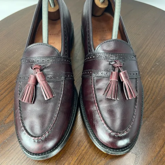 Allen Edmonds Harvard Loafer Shoes Men 9.5D Burgundy Leather Tassel Moc Toe 1289