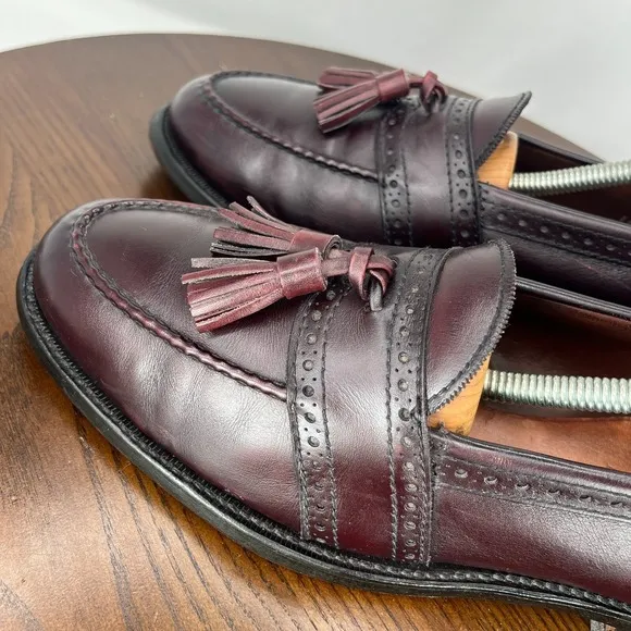 Allen Edmonds Harvard Loafer Shoes Men 9.5D Burgundy Leather Tassel Moc Toe 1289