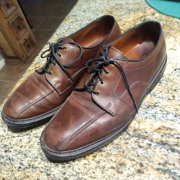 Allen Edmonds Leather Mapleton Bicycle Toe Shoes Men's 10 D Brown Leather Derby