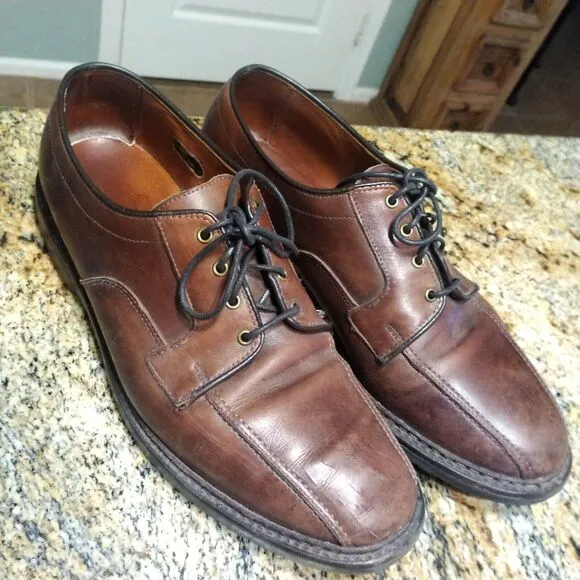 Allen Edmonds Leather Mapleton Bicycle Toe Shoes Men's 10 D Brown Leather Derby