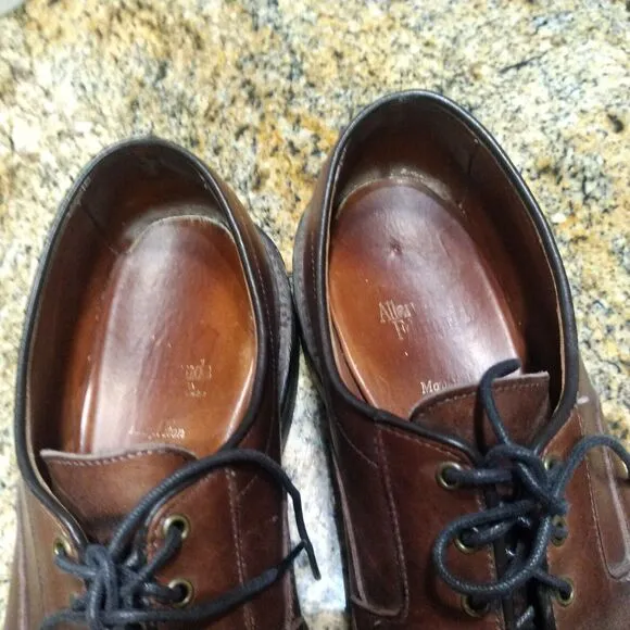 Allen Edmonds Leather Mapleton Bicycle Toe Shoes Men's 10 D Brown Leather Derby