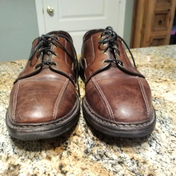 Allen Edmonds Leather Mapleton Bicycle Toe Shoes Men's 10 D Brown Leather Derby