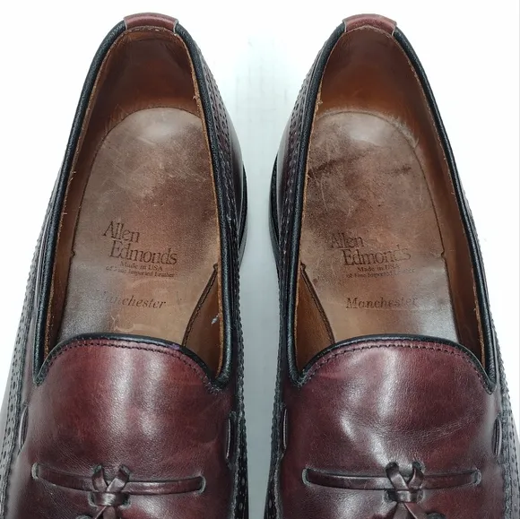 Allen Edmonds Manchester Men's Mahogany Leather Tassel Wingtip Loafers Size 11