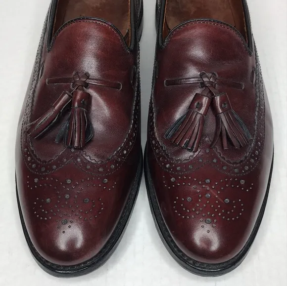 Allen Edmonds Manchester Men's Mahogany Leather Tassel Wingtip Loafers Size 11