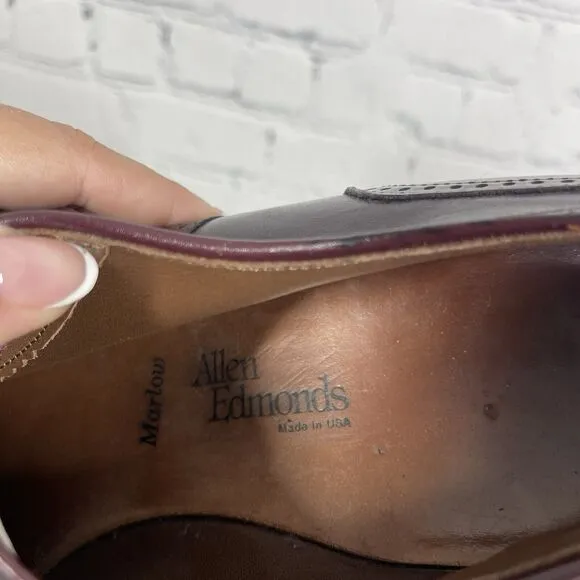 Allen Edmonds Marlow Mens Size 12D Wingtip Red Leather Dress Shoes Preppy