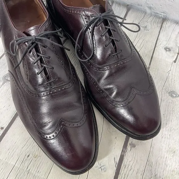 Allen Edmonds Marlow Mens Size 12D Wingtip Red Leather Dress Shoes Preppy