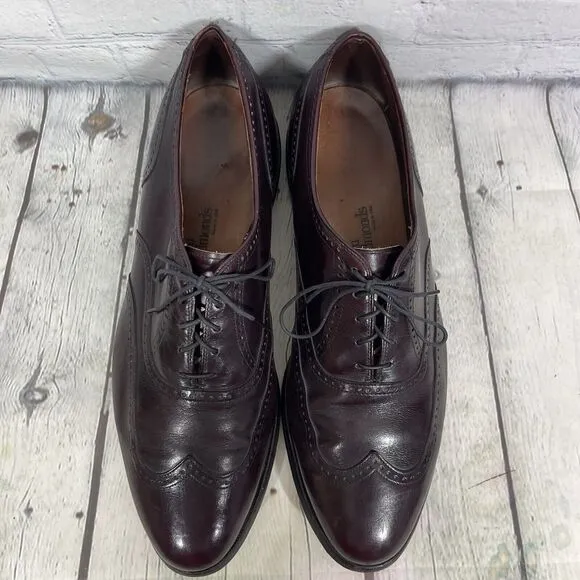 Allen Edmonds Marlow Mens Size 12D Wingtip Red Leather Dress Shoes Preppy