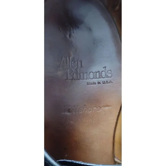 Allen Edmonds Men's Dress Shoes Black Hillsboro Cap Toe Monk Strap Size 10 E‎