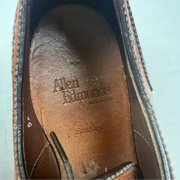 Allen Edmonds Men’s Sanford Bourbon Leather Cap Toe Oxford Dress Shoes 7.5