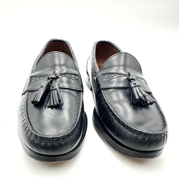 Allen Edmonds Mens Shoes 9.5 D Black Maxfield Tassel Braided Loafers Dress Shoes