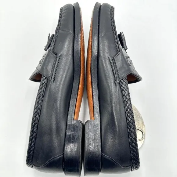 Allen Edmonds Mens Shoes 9.5 D Black Maxfield Tassel Braided Loafers Dress Shoes