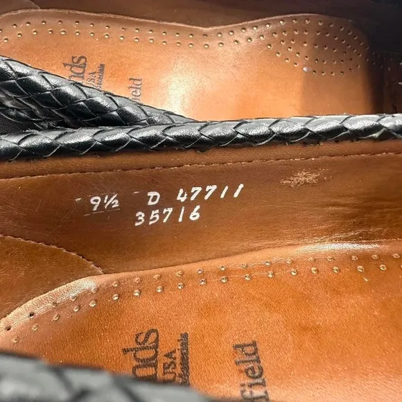 Allen Edmonds Mens Shoes 9.5 D Black Maxfield Tassel Braided Loafers Dress Shoes