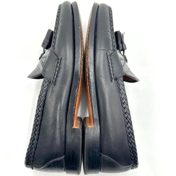 Allen Edmonds Mens Shoes 9.5 D Black Maxfield Tassel Braided Loafers Dress Shoes