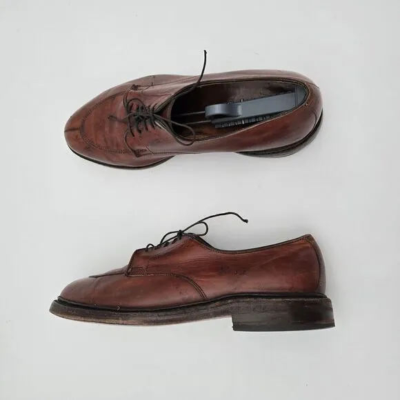 Allen Edmonds Shoes Mens 10 D Brown Walton Split Toe Dress Cognac 99641