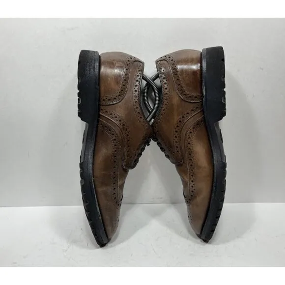 Allen Edmonds Tate Men's Size 8 D Wing Tip Brogue Brown Leather Dress Shoes