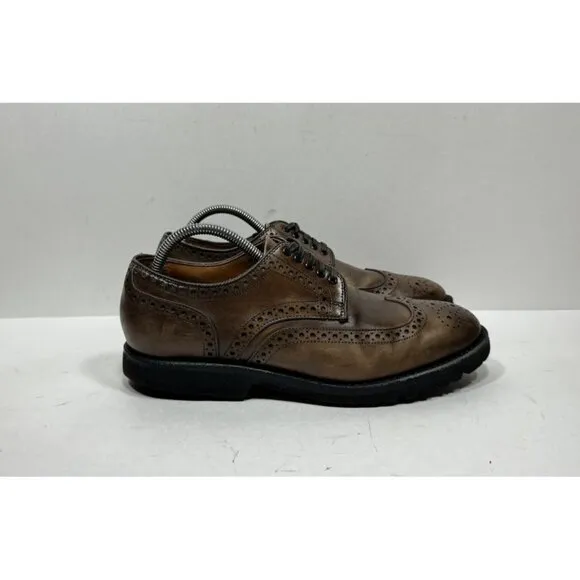 Allen Edmonds Tate Men's Size 8 D Wing Tip Brogue Brown Leather Dress Shoes