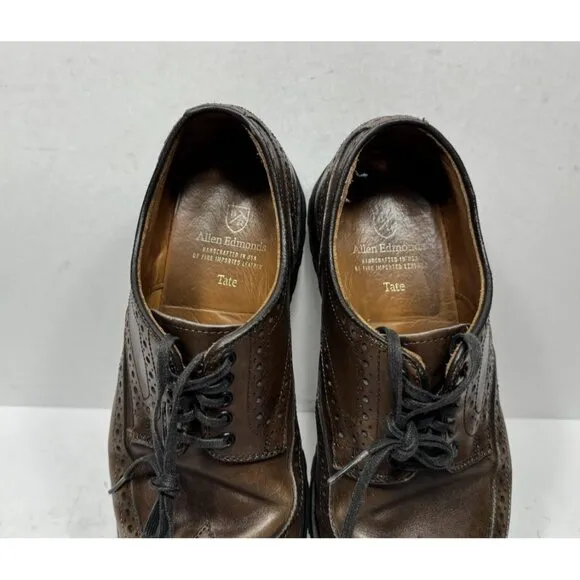 Allen Edmonds Tate Men's Size 8 D Wing Tip Brogue Brown Leather Dress Shoes