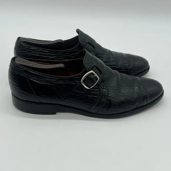 Allen Edmonds WARTON Men’s Size 10D Black Shark Skin Monk Strap Dress Shoes.