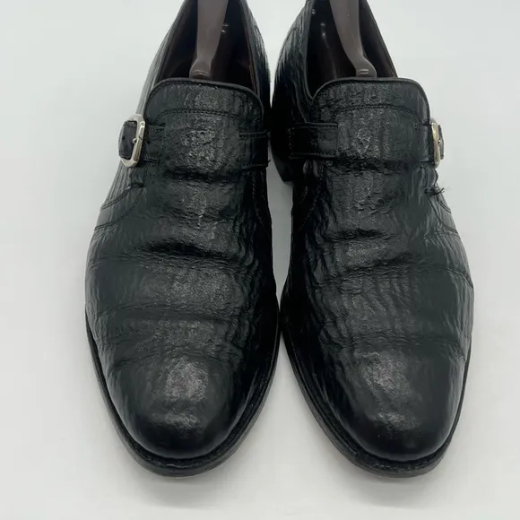 Allen Edmonds WARTON Men’s Size 10D Black Shark Skin Monk Strap Dress Shoes.