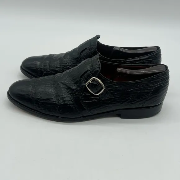 Allen Edmonds WARTON Men’s Size 10D Black Shark Skin Monk Strap Dress Shoes.
