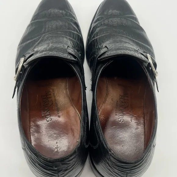 Allen Edmonds WARTON Men’s Size 10D Black Shark Skin Monk Strap Dress Shoes.
