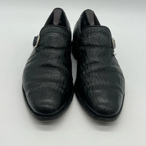 Allen Edmonds WARTON Men’s Size 10D Black Shark Skin Monk Strap Dress Shoes.
