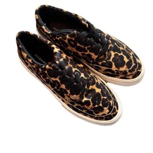 AllSaints Mercia Calf Hair Leopard Print Sneakers Womens Size 6 EUR 37 Cheetah