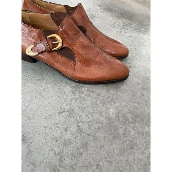 Alto Gradimento Light Brown Leather Almond Toe Heels Womens Shoes Size 9