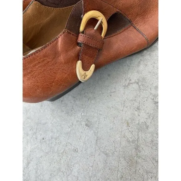 Alto Gradimento Light Brown Leather Almond Toe Heels Womens Shoes Size 9