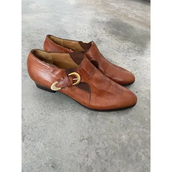 Alto Gradimento Light Brown Leather Almond Toe Heels Womens Shoes Size 9