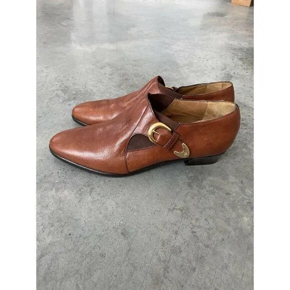 Alto Gradimento Light Brown Leather Almond Toe Heels Womens Shoes Size 9