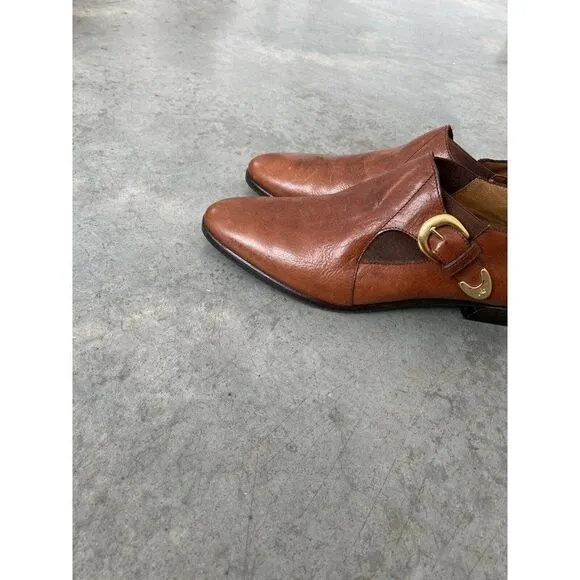 Alto Gradimento Light Brown Leather Almond Toe Heels Womens Shoes Size 9
