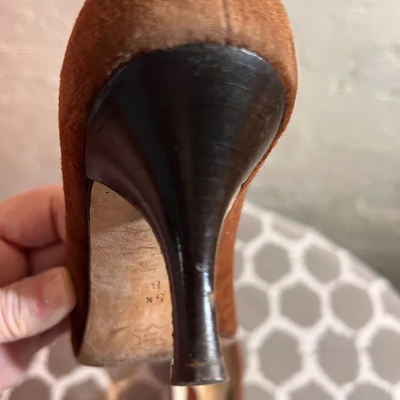 Amalfi Brown Leather Pointed-Toe Heels