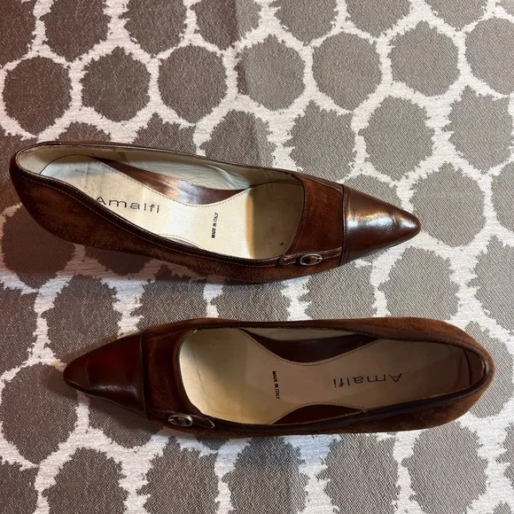 Amalfi Brown Leather Pointed-Toe Heels