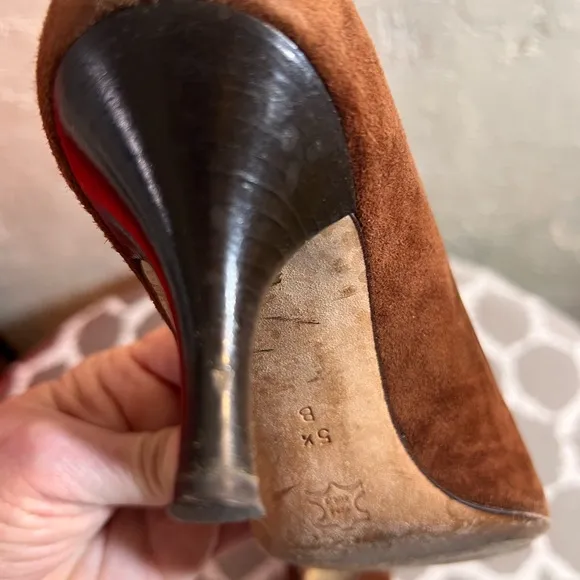 Amalfi Brown Leather Pointed-Toe Heels