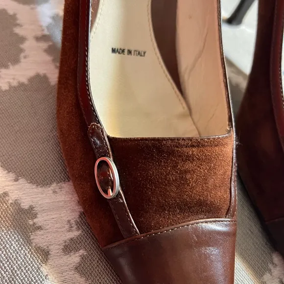 Amalfi Brown Leather Pointed-Toe Heels