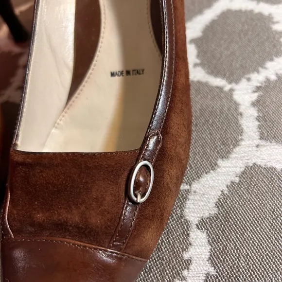 Amalfi Brown Leather Pointed-Toe Heels