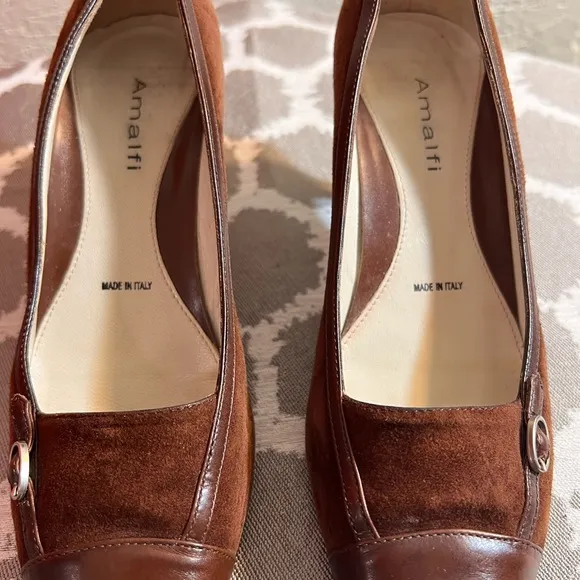 Amalfi Brown Leather Pointed-Toe Heels