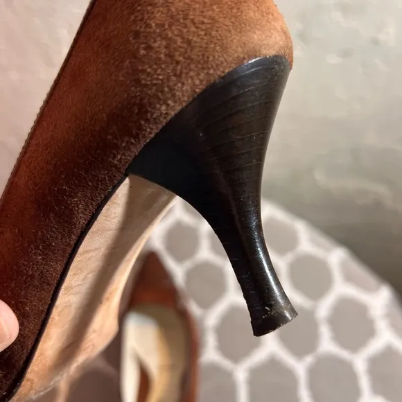 Amalfi Brown Leather Pointed-Toe Heels