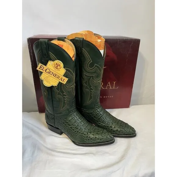 American Alligator Belly Boots Color Green Cowboy Boots MENS 6 Rare