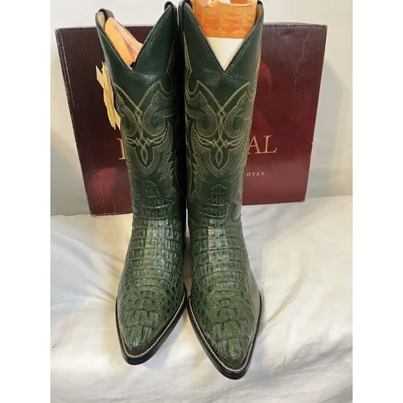 American Alligator Belly Boots Color Green Cowboy Boots MENS 6 Rare