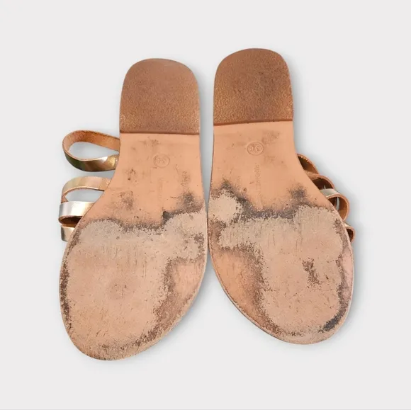 Ancient Greek Niki Metallic Leather Sandals