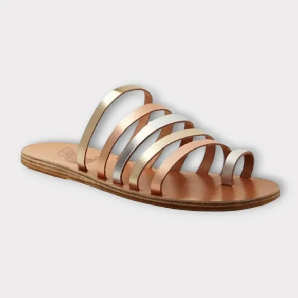 Ancient Greek Niki Metallic Leather Sandals