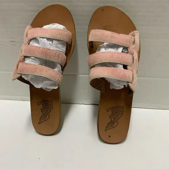 Ancient Greek Sandals Made In Greece Pink Calf Hair Size 40