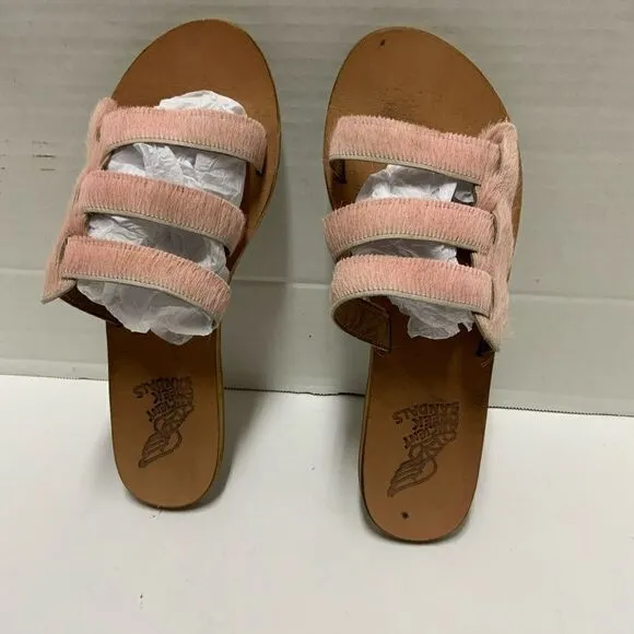 Ancient Greek Sandals Made In Greece Pink Calf Hair Size 40