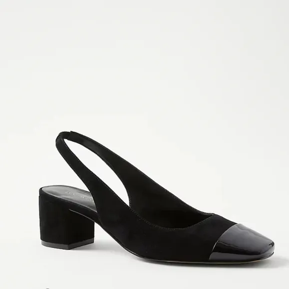 Ann Taylor suede cap toe block heel slingback heels size 8M